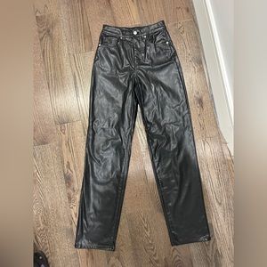 Black Pleather pants size 0 - high waist straight leg
